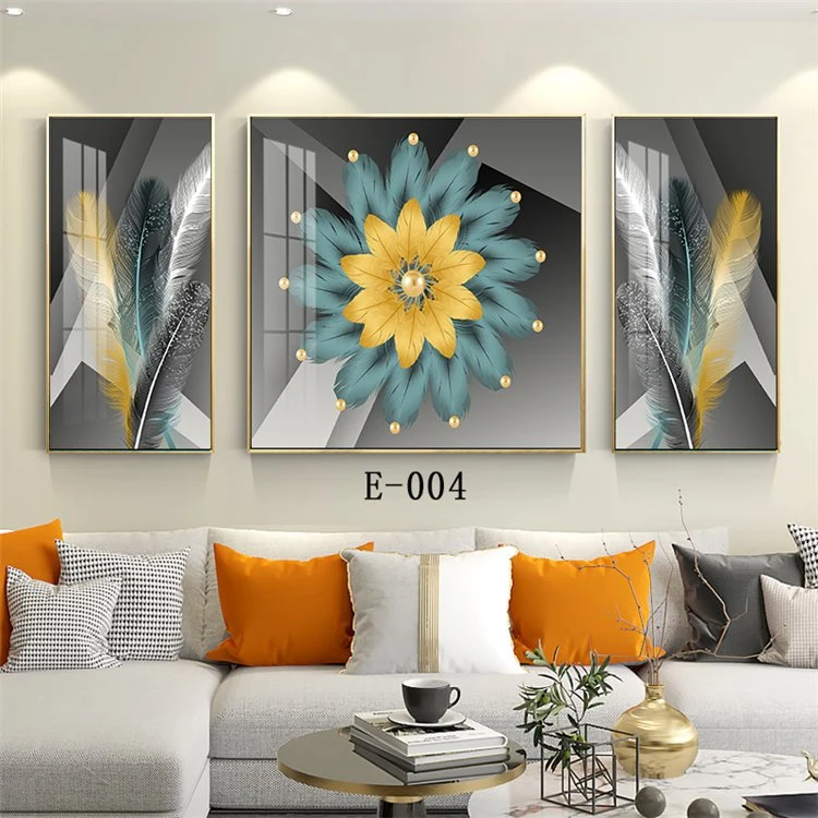 Living Room Decorative Painting Modern Hanging Painting Sofa Background Wall Elk Bedroom Nordic Crystal Porcelain Triptych Light Luxury Painting Background Pain