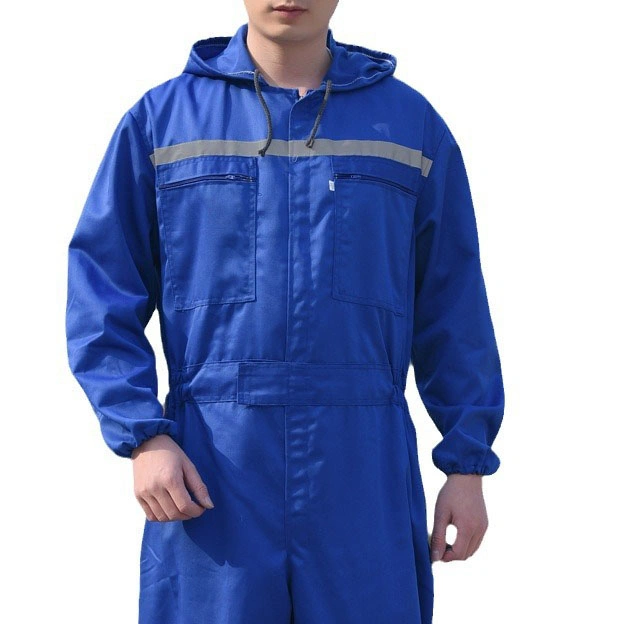 Industrial Outdoor Work Clothes Overall Hooded Zipper Pure Color Workwear Work Suit