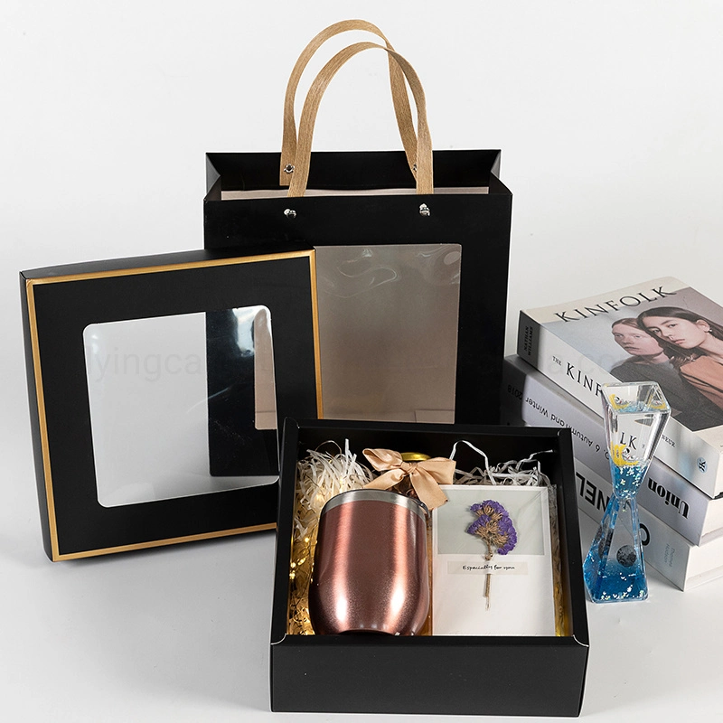 Kundenspezifischer Druck Verschiedene Größen Transparentes Papier Geschenkbox Luxus Verpackung Box mit PVC-Fenster