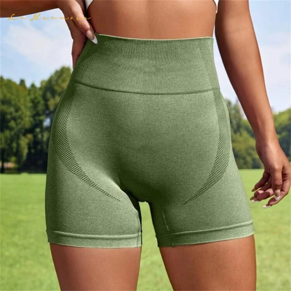 Los colores sólidos Gimnasio Multicolor Mayorista/Proveedor de prendas de vestir Mujeres Quick-Dry pantalones de yoga Fitness Shorts cintura alta Ywqt0521