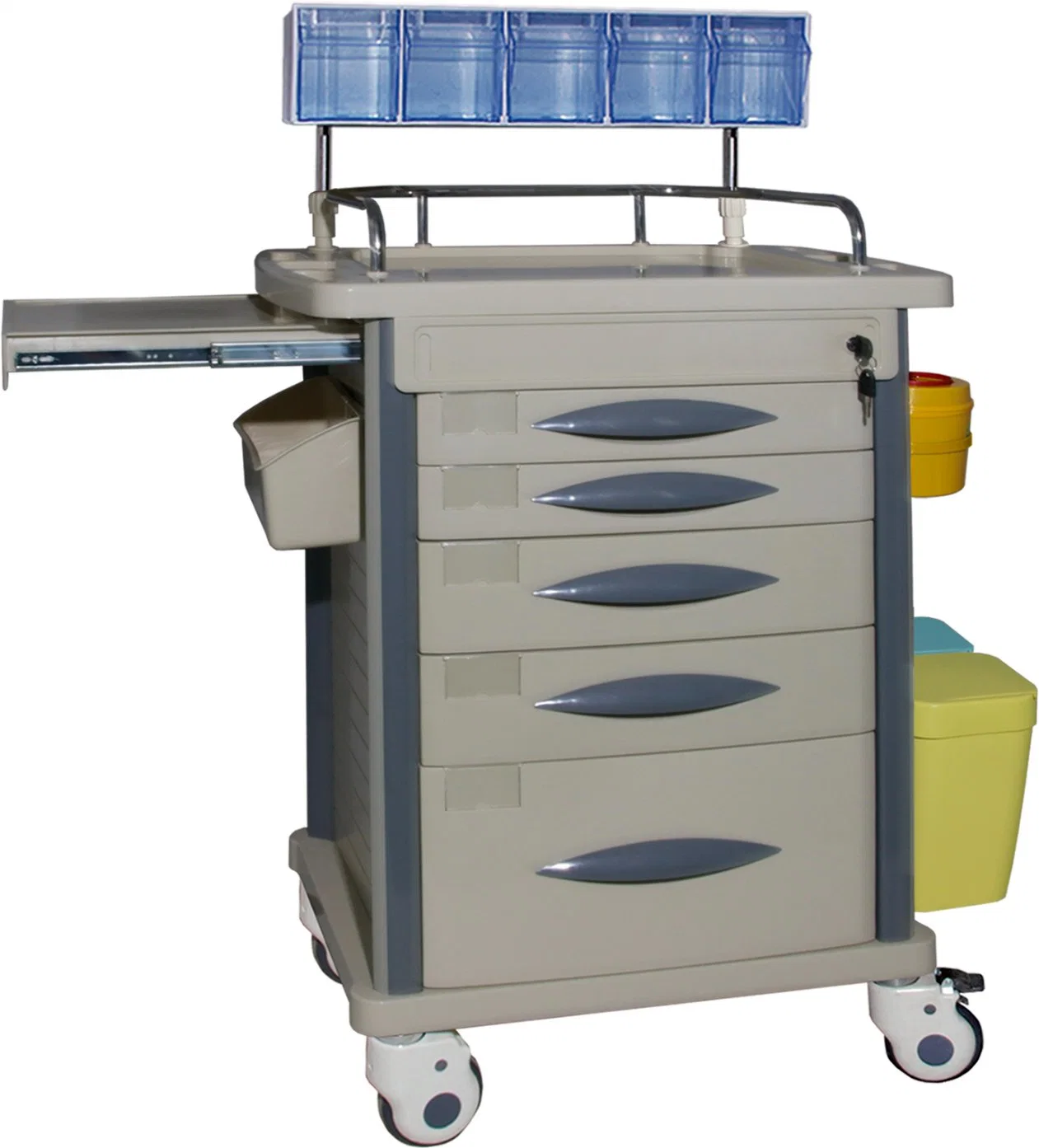 Carrinho de passeio de Carrinho de anestesia de enfermagem médica ABS multifuncional com Wheels Hospital Mobiliário