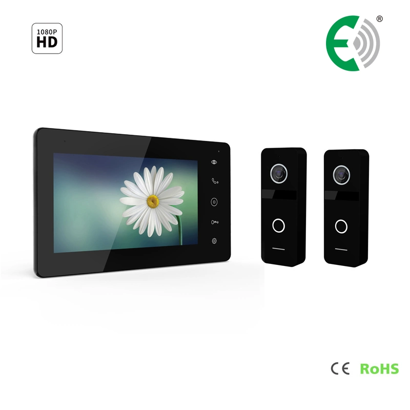 Vídeo HD 1080P de 7" para interfone de vídeo Smart Video com ecrã IPS Câmara da campainha