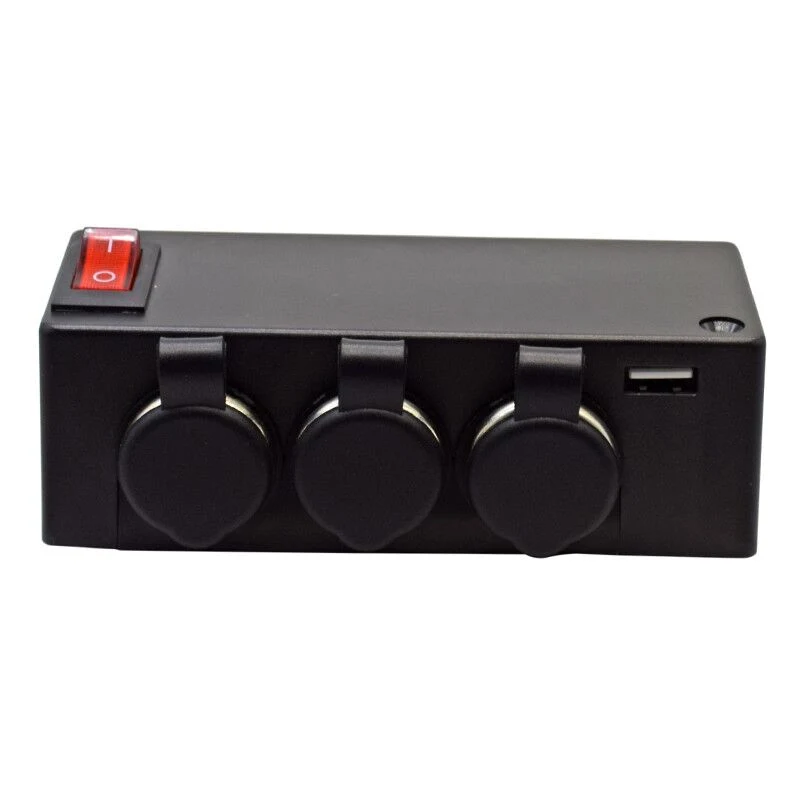 Car Triple Socket Cigarette Lighter Plug Switch Box Automotive DC Power Outlet Extension