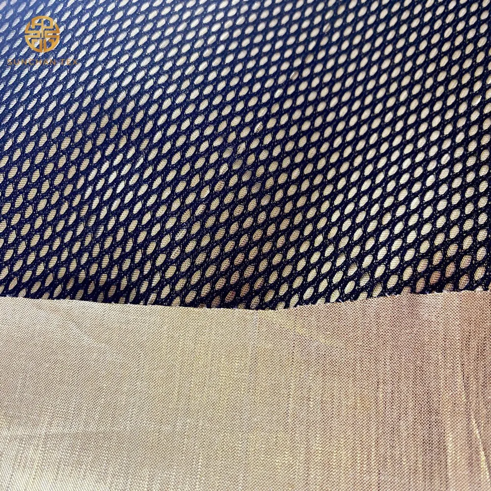 Golden Fabric Compound with Mesh Fabric for Coat