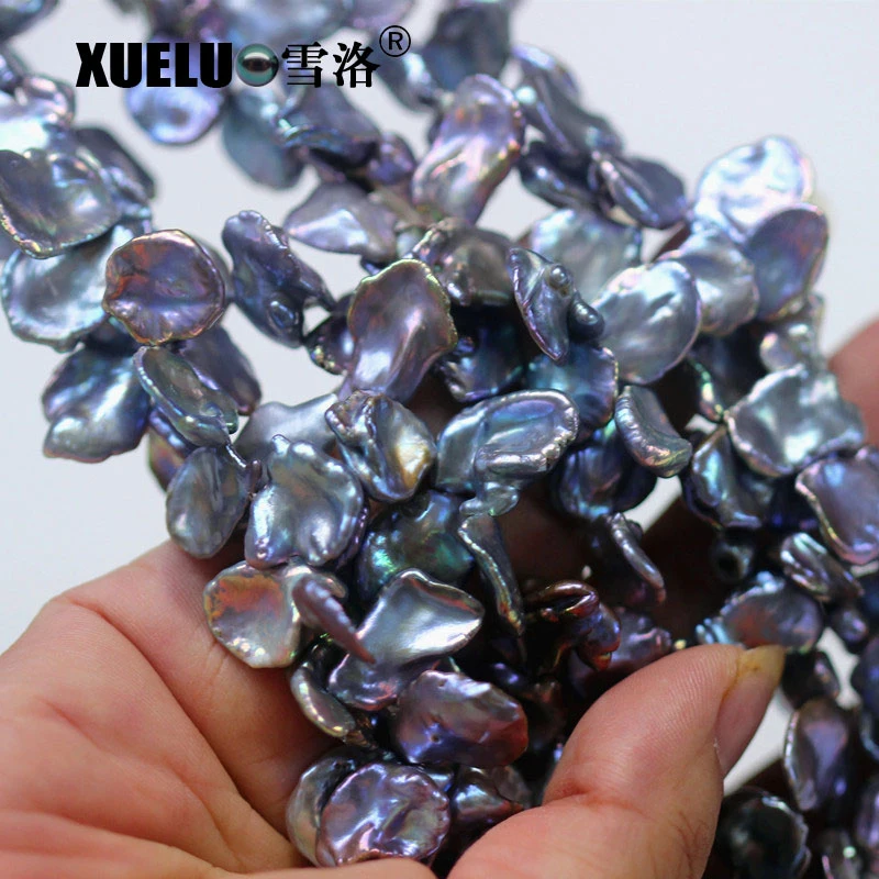 10-12mm AAA Quality Grey Color Keshi Baroque Genuine Natural Cultured Freshwater Pearl Strings (XL190011)