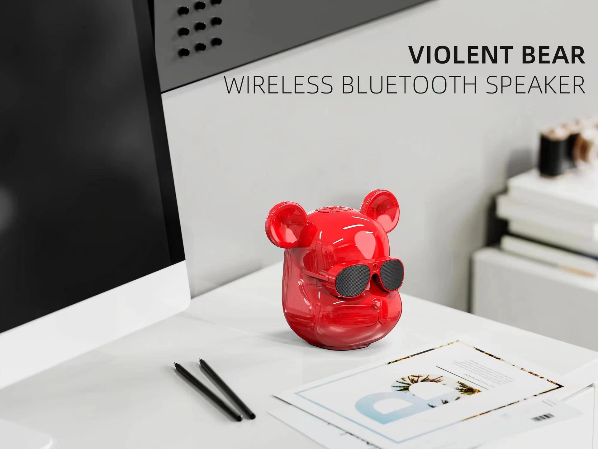 Mini Super Power Desktop Popular en línea Oso violento LD-L15 Bluetooth Audio Trend Play Creative USB Bear Head