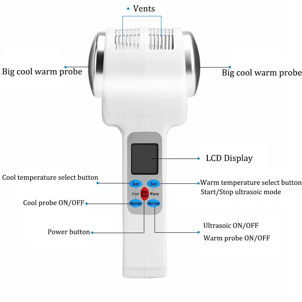 Ultrasonic Cryotherapy Hot Cold Hammer Lymphatic Face Tighten Lifting Skin Rejuvenation Massager