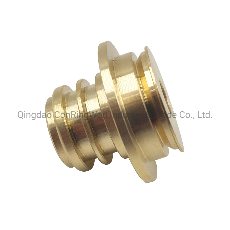 CNC Turning Brass Part for Power Cable Connector, 24K Gold-Plated