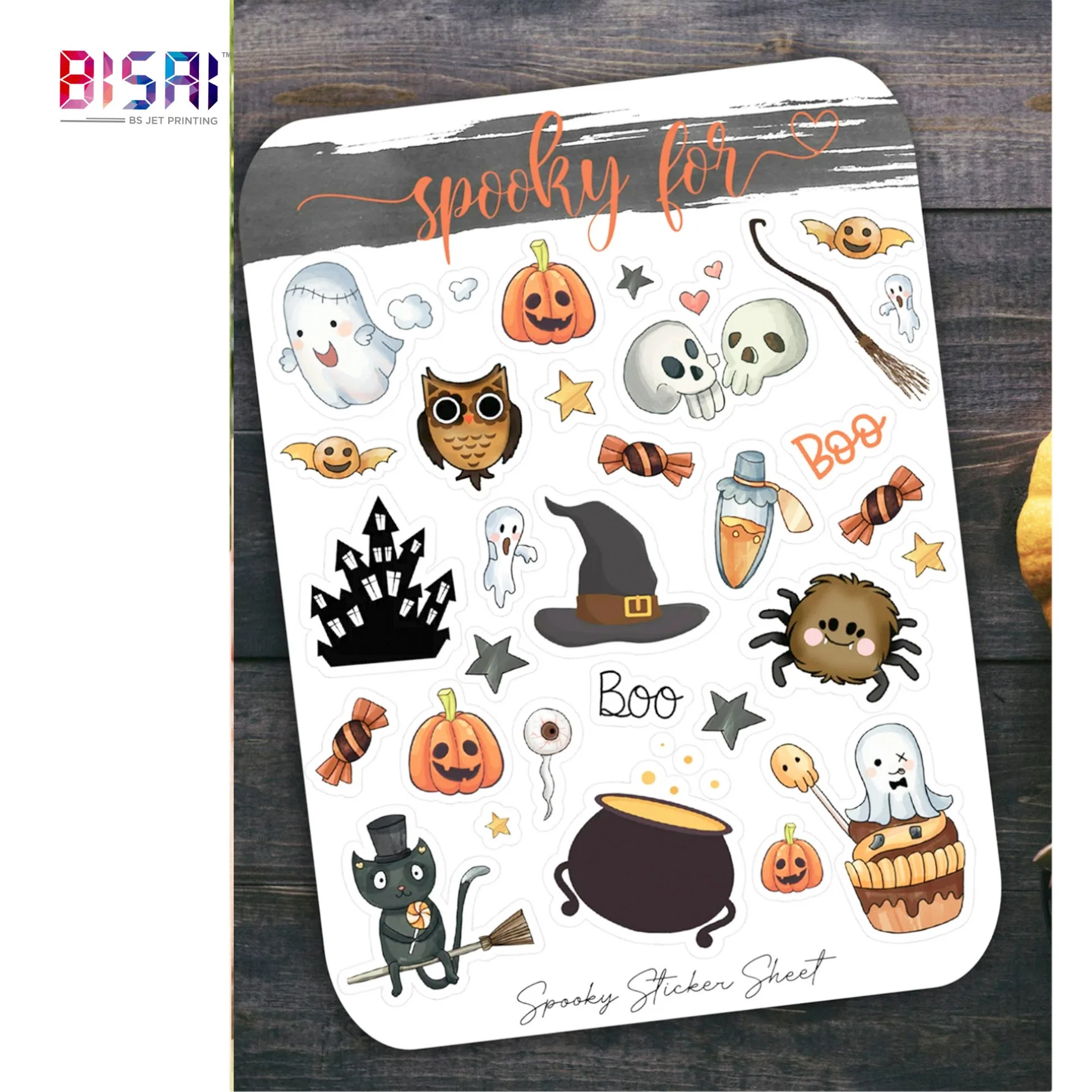 Factory Direct Waterproof Eco Friendly Cartoon Cute Kids Wall Halloween Sticker Sheet