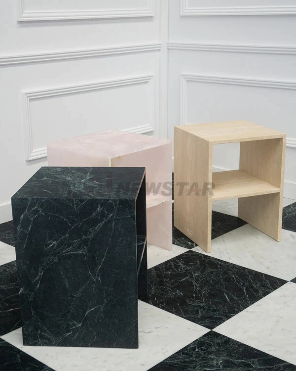 Natural Stone Marble Side Table Bed Side Table Living Room Travertine Marble Coffee Table