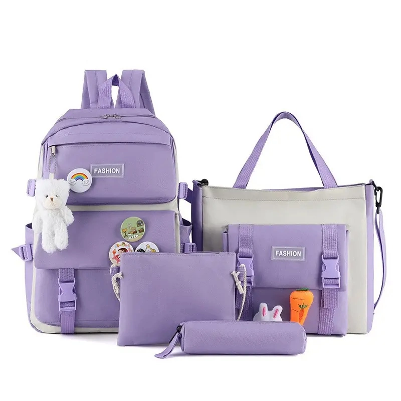 حقيبة ظهر صلبة جميلة بجودة القماش عالية للفتيات 4PCS تم ضبط الكيس