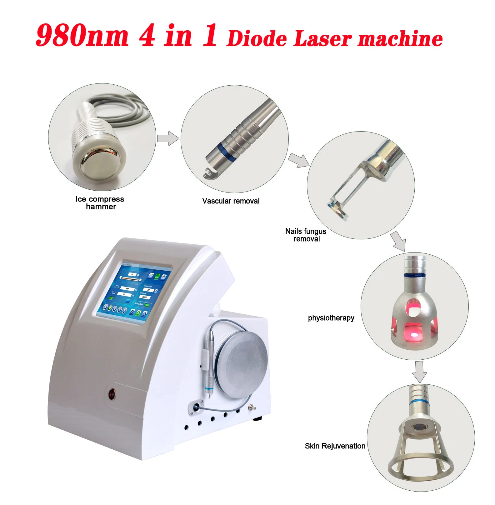 980nm Diode Laser Portable Spider Vein Removal Machine Vascular Removal Medical Equipment