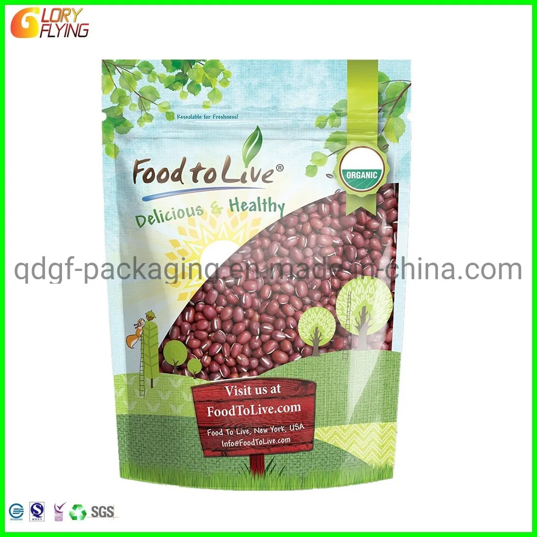 Stand up Pouch/Food Candy Coffee Nut Storage Plastic Packing Bags with Zipper and Tear Notch