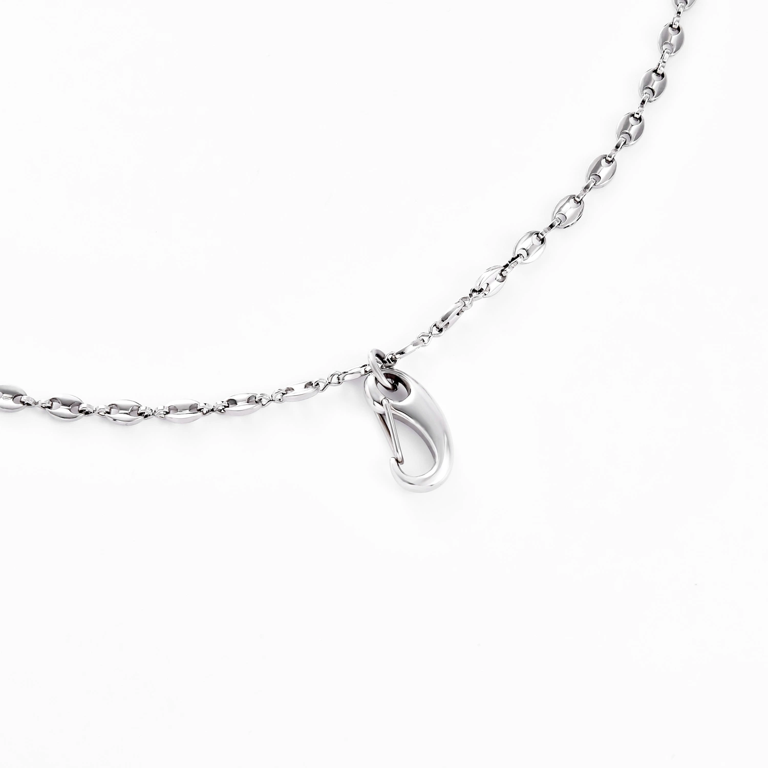 Fashion Stainless Steel Clasper Pendant Jewelry Coffee Bean Chain Necklace for Costume Matching