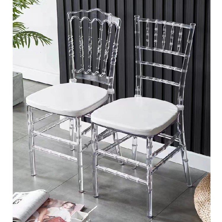 Clear Crystal Acrylic Banquet Dining Chiavari Crown Wedding Chair