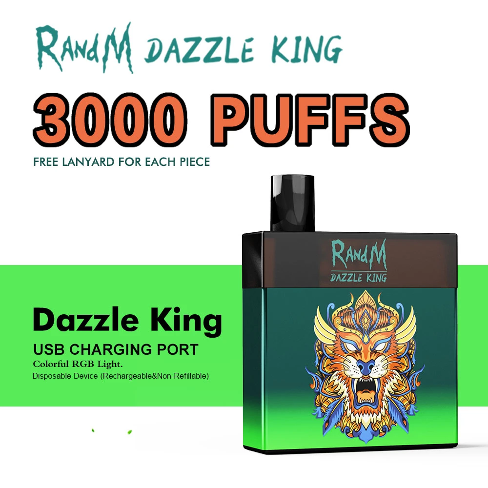 3000puffs Randm Dazzle King 12 Flavors with LED Light Flashing Cigarette  Disposable/Chargeable Vape Pen