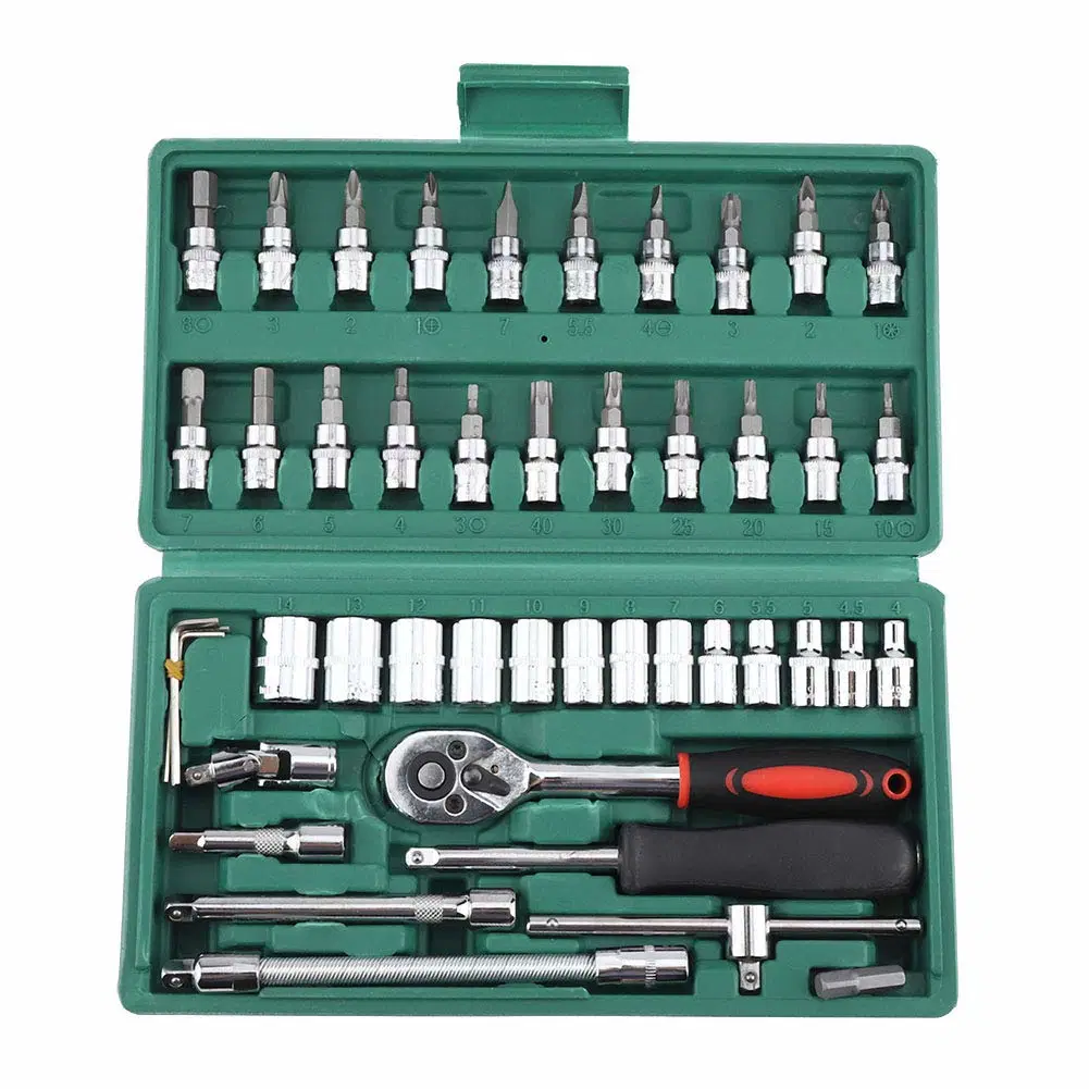 Haushaltswagen Reparatur Mechaniker Hand Werkzeugkasten Herramientas Schraubendreher-Kit 46PCS-Buchsenschlüsselsatz