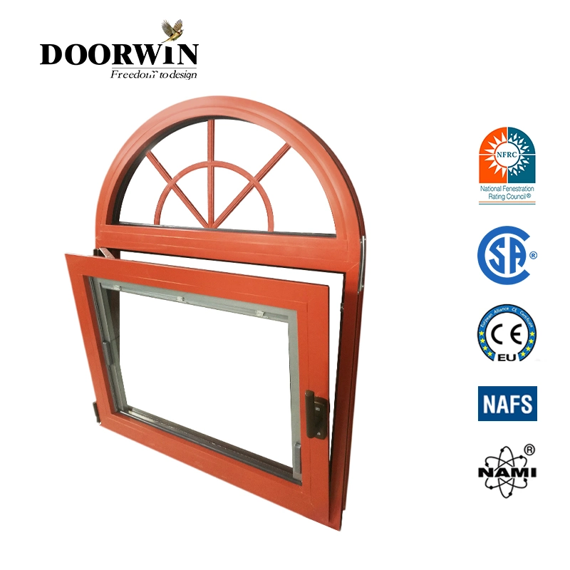 Casa residencial Doble bajo-E de vidrio resistente al polvo Doorwin NFRC certificado CE Ventanas Seguridad aluminio aluminio Metal carcasa de forma especial ventana personalizada