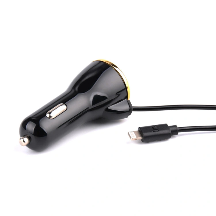 2.4A Universal Car Charger with Charger Cable for iPhone 5/6/7