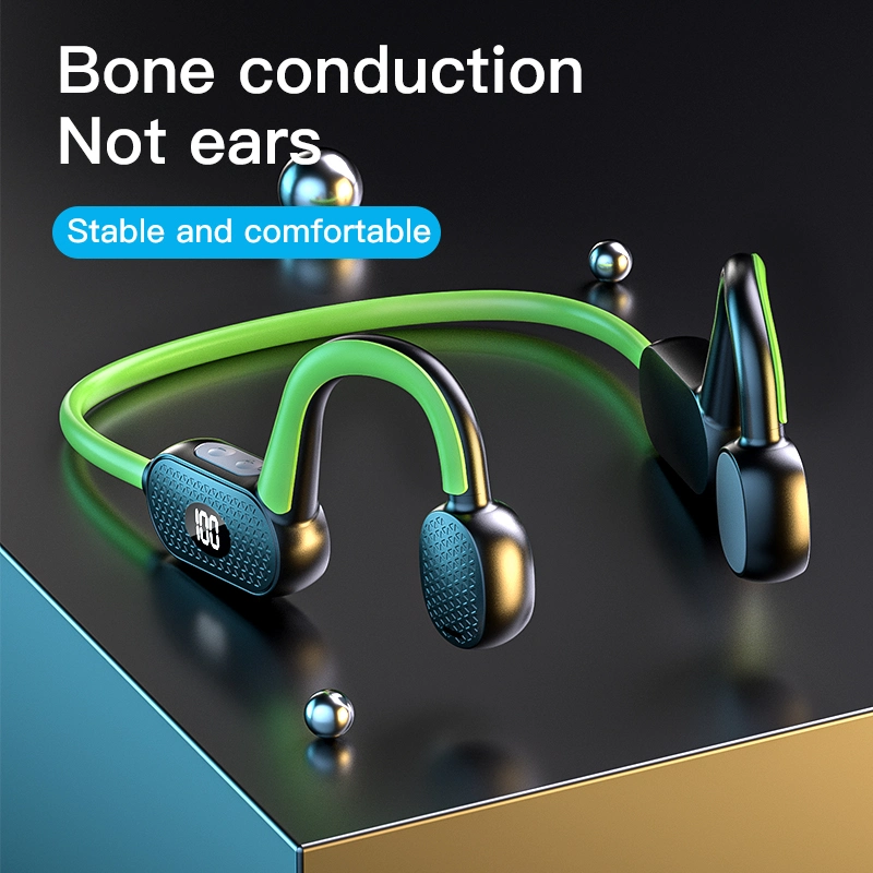 Waterproof Bone Conduction Headset Sports Hook Headphones with Mic Handsfree Calling Ear Hook Black Movement Earphone.