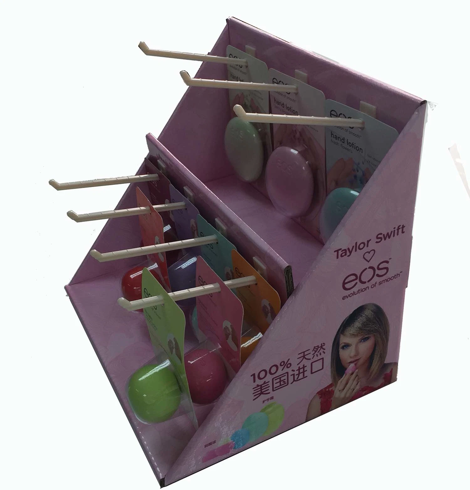Promotion de la fabrication de jouets pour bébés Bébé carton Présentoir de comptoir d'affichage avec les crochets