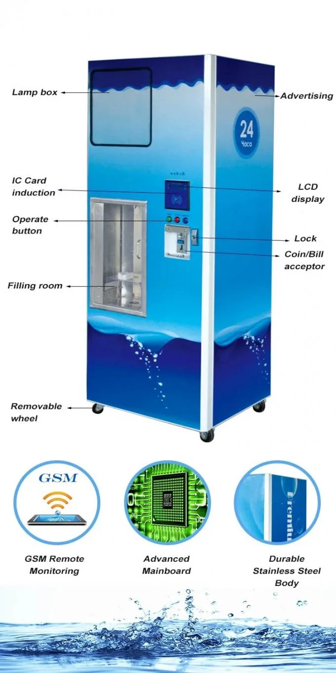 Modelo estándar Durable accionado por monedas beber Osmosis inversa agua Vending Máquina