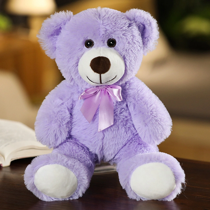 Satin Ribbon Plush Fuzzy Teddy Bear Soft Stuffed Animal Children Gift Toys