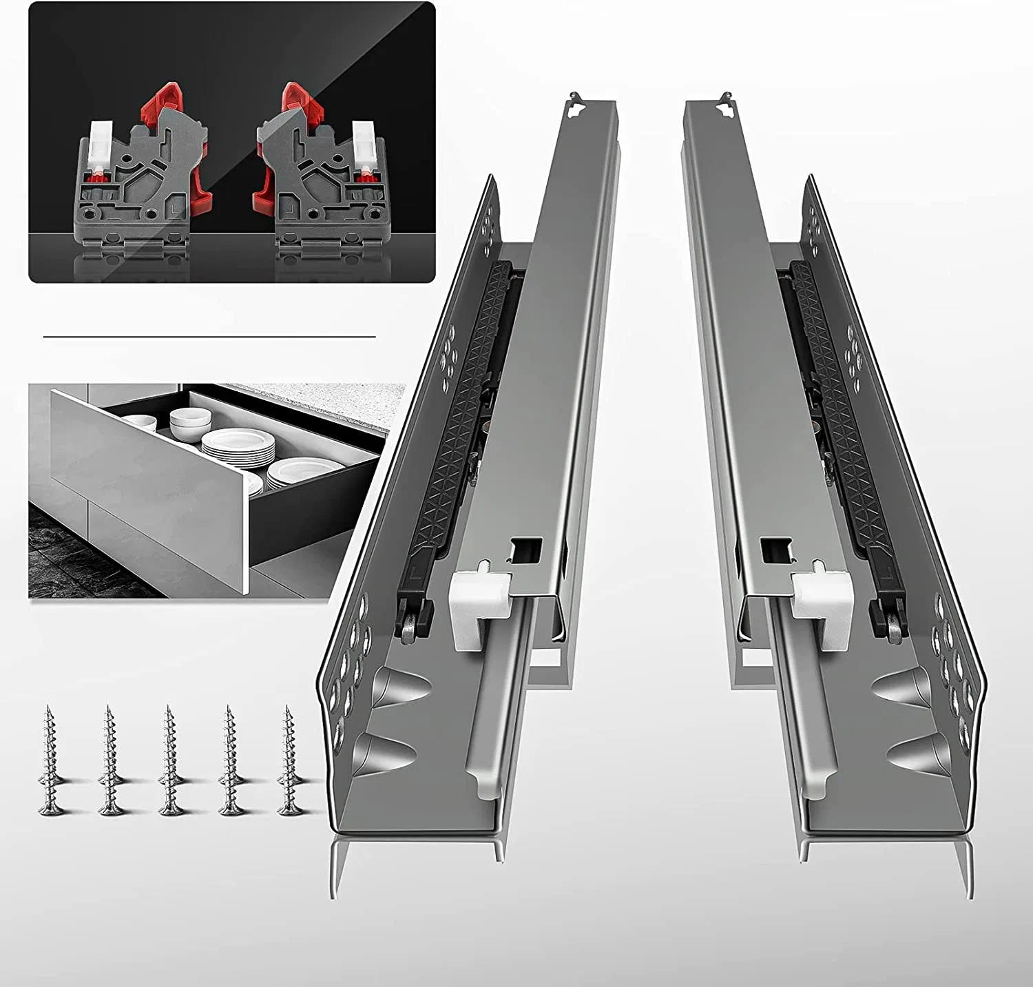 Hidden Drawer Slides Bottom Mount Compatible with Most Undermount Drawer and Cabinets