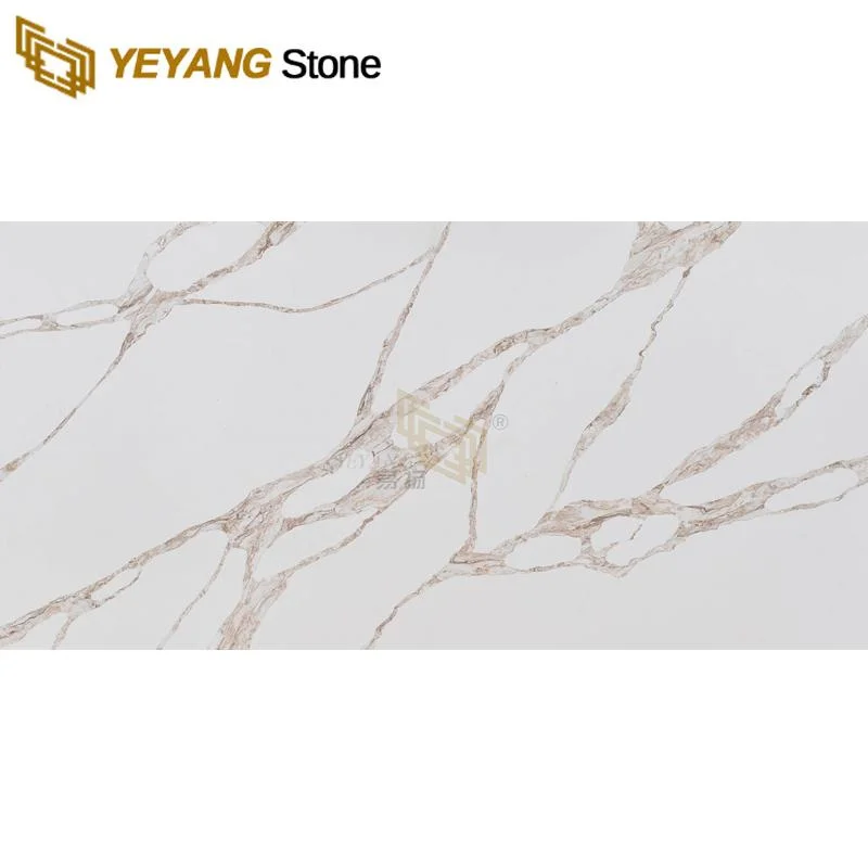 Engineered White Quartz Stone with Brown Veins Quartz for Kitchen Worktop/Sink/Island/Countertops Bath Vanity Top Nt438