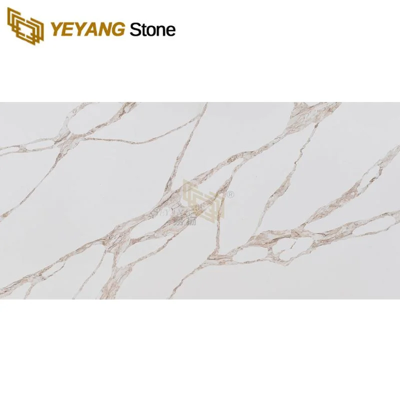 Piedra de Cuarzo Blanco con venas marrones Cuarzo para cocina Encimera/fregadero/Isla/encimeras Baño Vanity Top Nt438