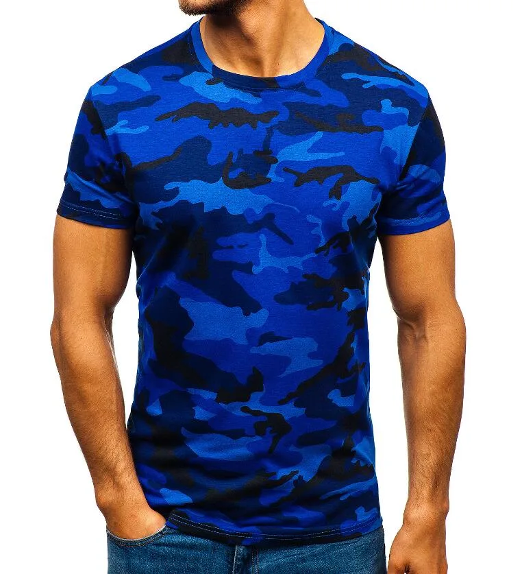 Nouveau design de mode Casual Men's Camo col rond T-shirt en coton de camouflage militaire armée lutte contre la T shirt respirable