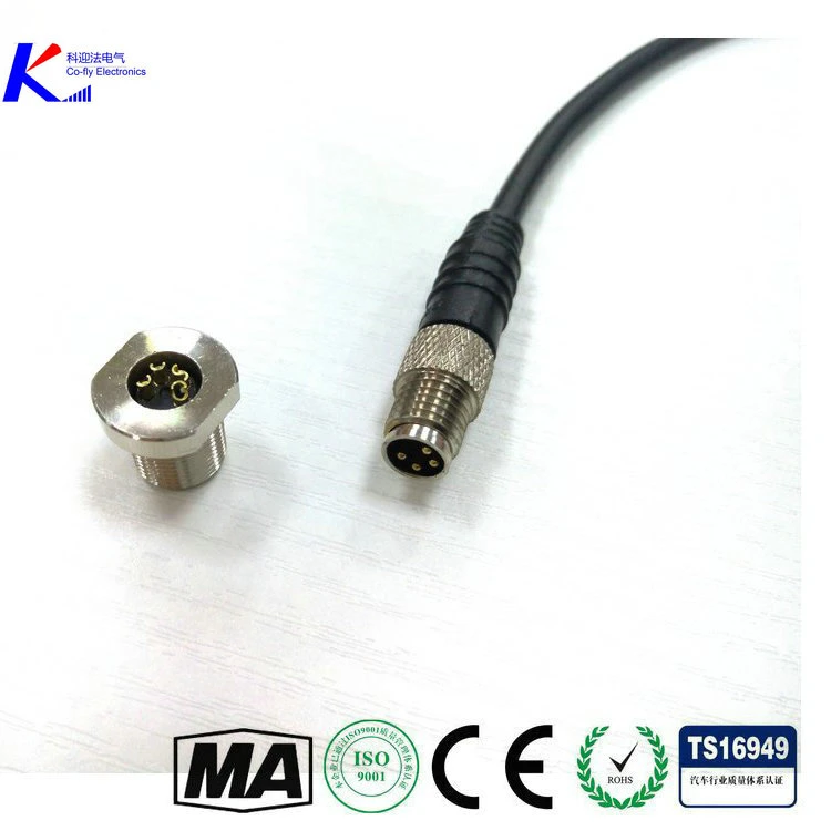 Conector macho apantallado M8 codo 2, 3, 4, 5, 6, Adaptador de enchufe electrónico CE de 8 pines con cable