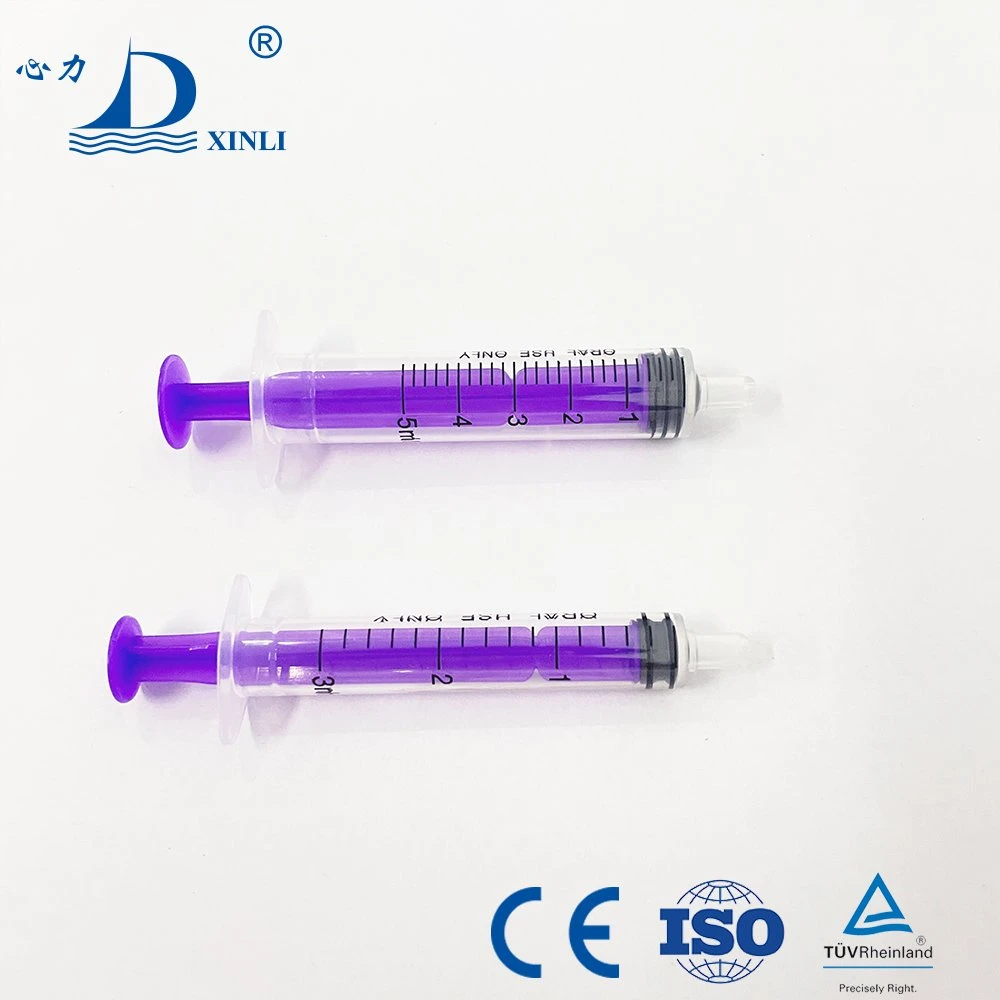 Seguridad 3-parte desechable médico estéril inyección jeringa de tubo de alimentación oral 1cc, 3cc, 5cc, 10cc, 20cc con CE