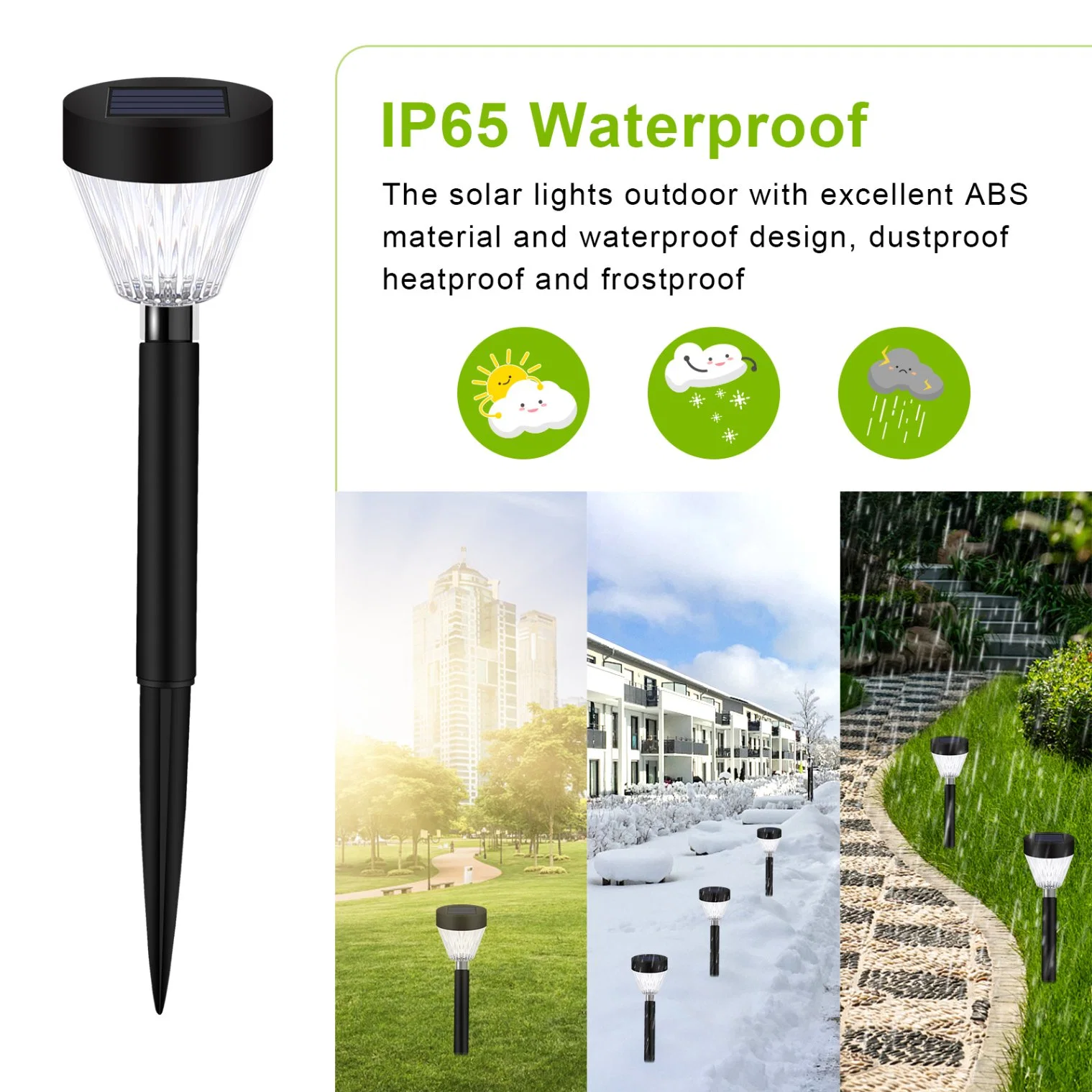 Newest High quality/High cost performance Ground Spike Lamp Warm White Emitting Plastic Auto on/off LED Solar Outdoor Lights Pathway Lighting for Garden Yard Patio Stake Solar Light