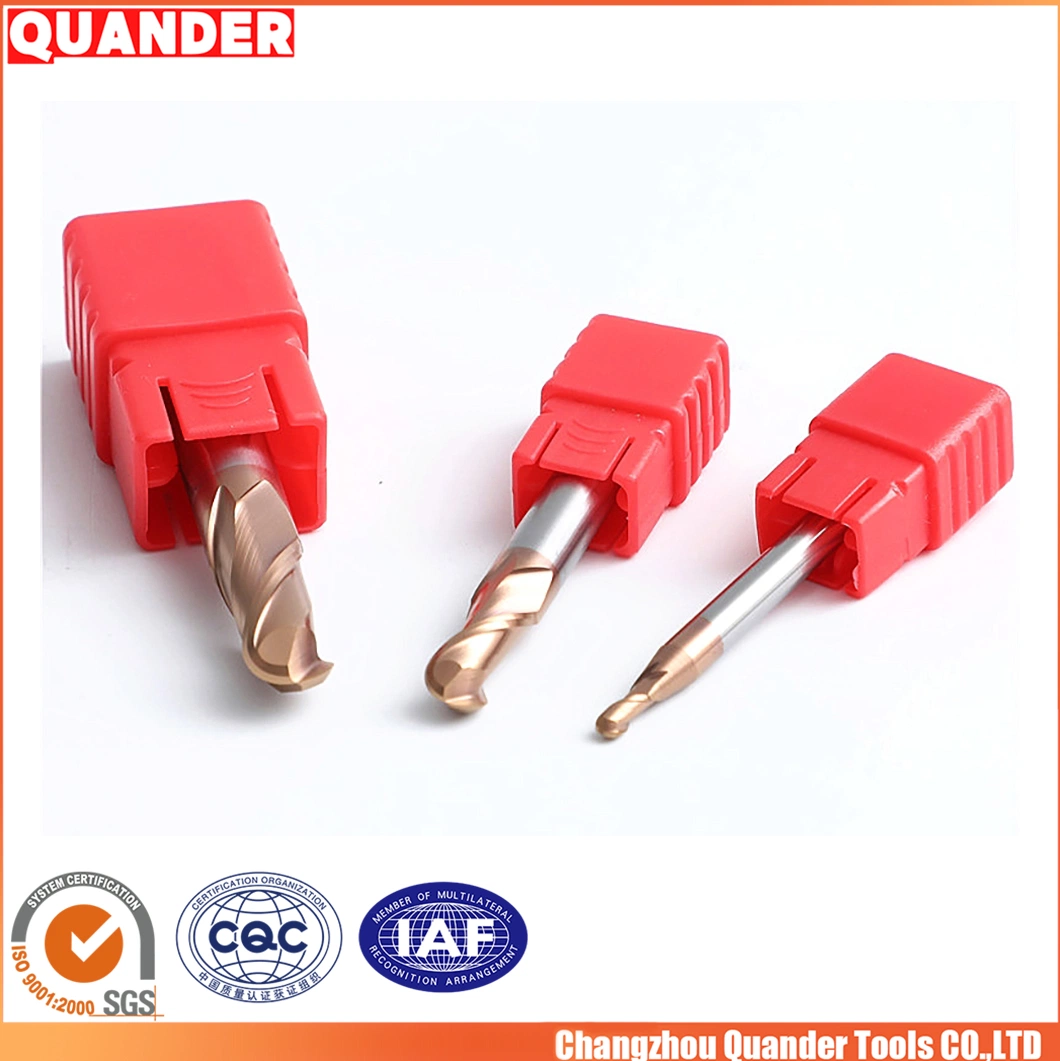 Quander Tools Customized Gear Milling Cutter Altin Coating China 55 HRC End Mill Diamonds Manufacturing Hollow End Mill HRC55 Degree Ball End Mill Cutter