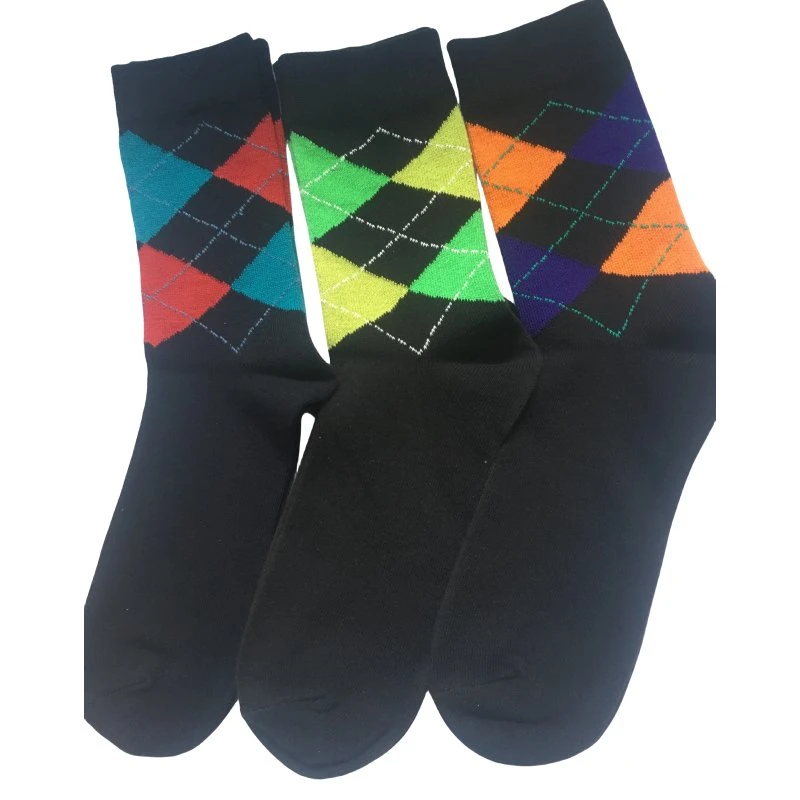 Antibacterial suave transpirable High Elastic algodón Color Argyle Hombre tobillo Calcetines altos