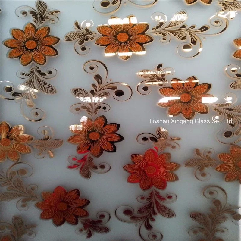 Titanium Coated Decorative Glass Ice Flower Partition Glass