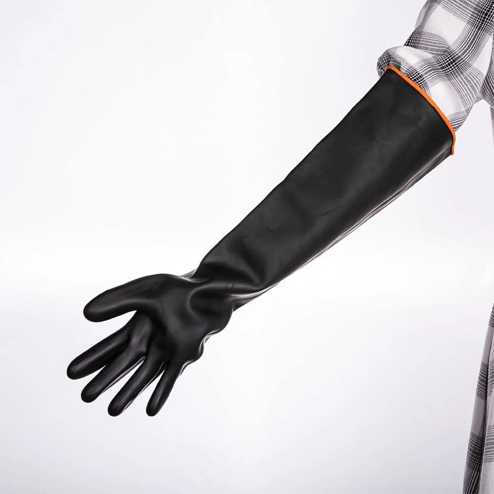 55cm de largo prueba Wear-Resistant alcalino ácido resistente a productos químicos Seguridad Laboral guantes de goma látex guantes industriales de trabajo