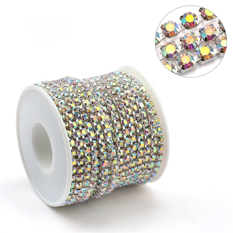 Großhandel 2 mm Kristall Strass Cup Kette Trimmen Hochzeit Geburtstag Dekorationen Kunst Diamant Kristall Strass Band Kette