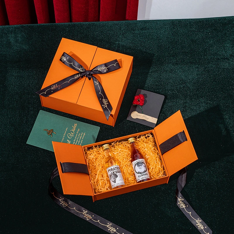 High-End Orange Gift Box Open Gift Box Empty Box Valentine's Day Birthday Gift Box