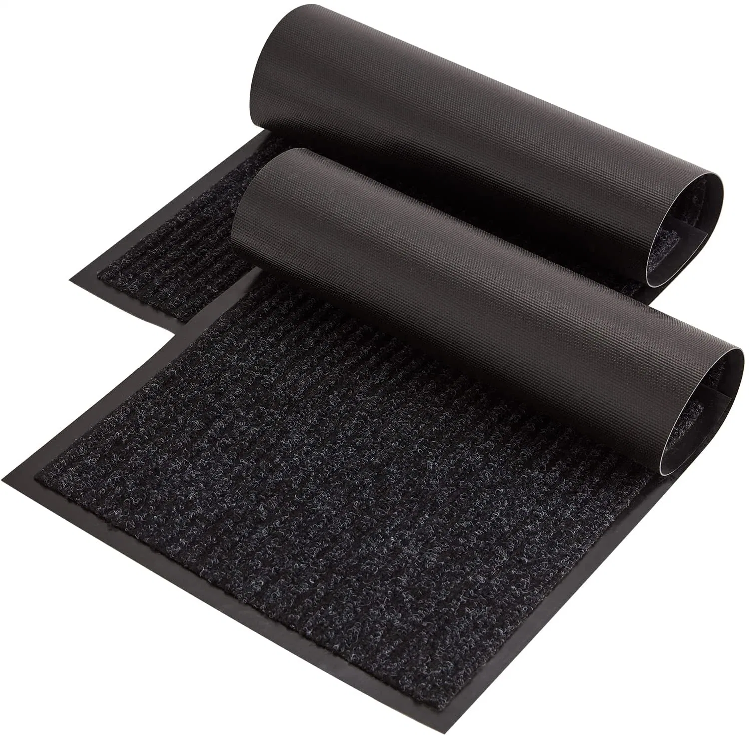 Double Ribbed Entry Door Mats for Commercial Recycled Polyester Charcoal Welcome Floor Mats for Business