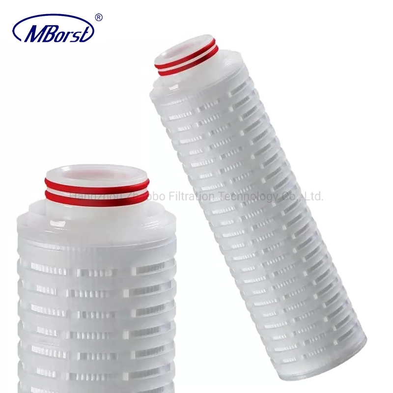 RoHS Certificated Water Filter Cartridge for Steam Sterilization Organic Solvents Chemicals with Hydrophobic Hydrophillic Pleated PTFE 0.45/1/5 Micron Membrane