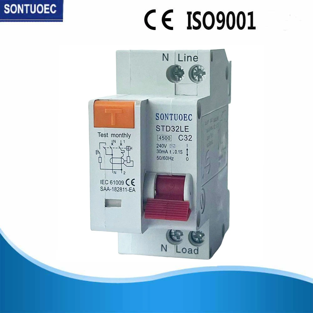 IEC 61009 Padrão RCBO Disjuntor de Circuito de Corrente Residual com Proteção contra Sobrecorrente