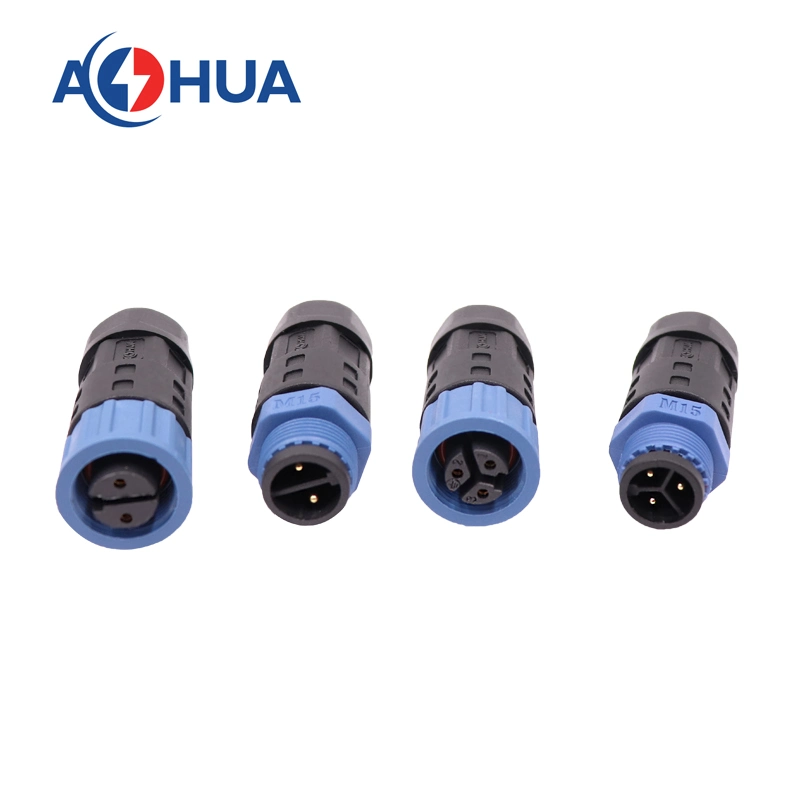 Ventas de fábrica de Aohua UL Certificado 2pin 3pin LED conector impermeable M15 cable a cable de plástico circular ensamblado macho a hembra Enchufe/receptáculo/conector hembra/conector hembra