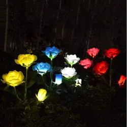 New Product Garden Solar Light/Lily/Rose Flower Style 3 LED Outdoor Decoration Solar Flower Lamp