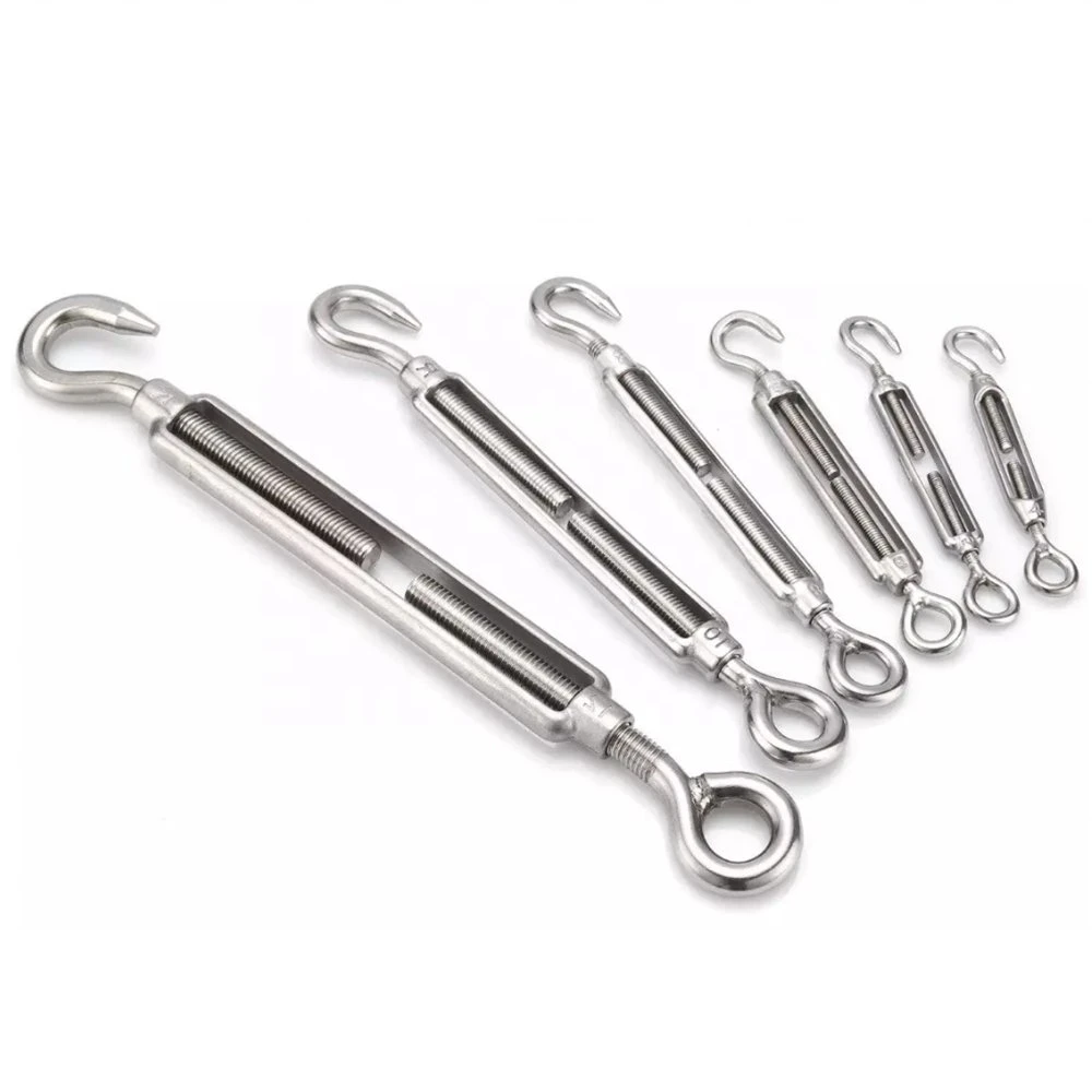 SS304 M5 5mm Wire Cable Turnbuckle Rigging Wire Rope Tensioner 304 Stainless Steel Open Body Hook Eye Turnbuckle