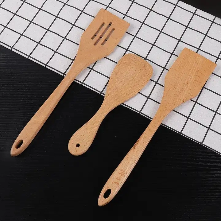 Accessoires de cuisine Spatule en bambou cuillère ustensiles de cuisine ensemble