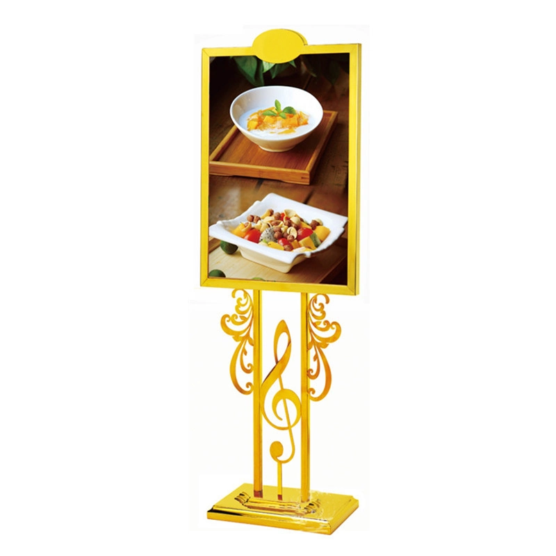 Shenone Hotel Stainless Steel Gold Display Sign Stand