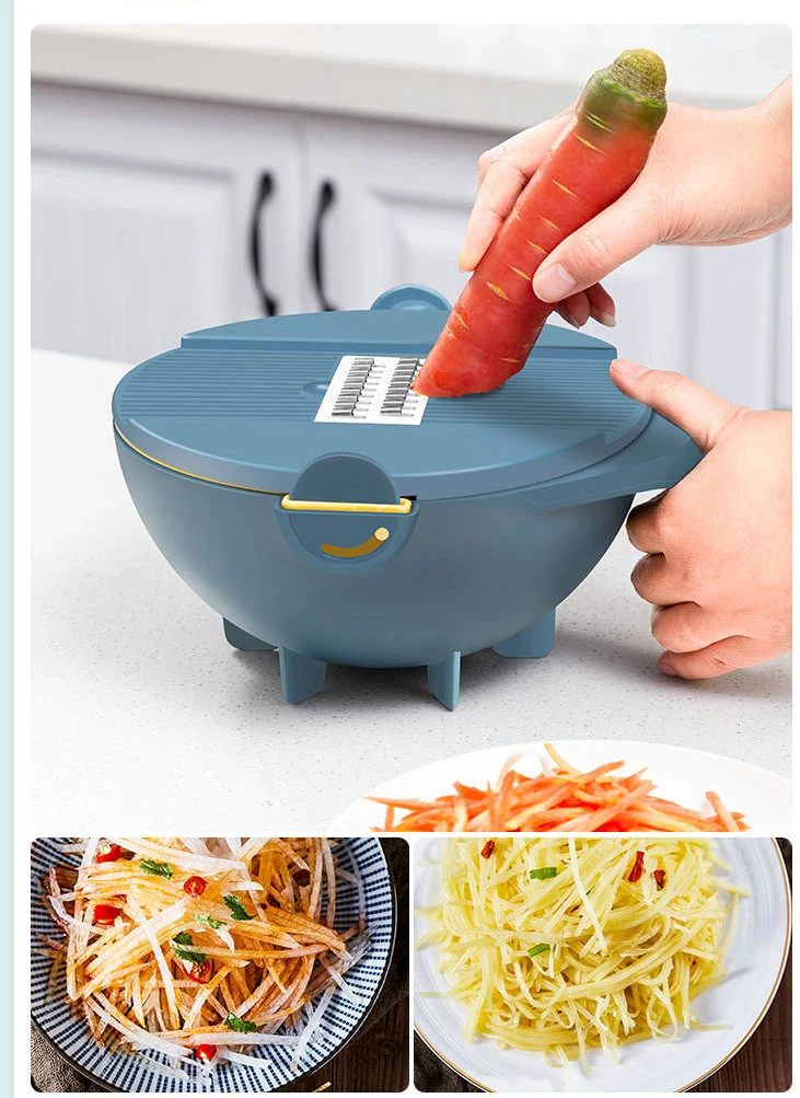 9-in-1 Multifunctional Rotate Chopper with Drain Basket Slicer Shredder Colander Wbb13856