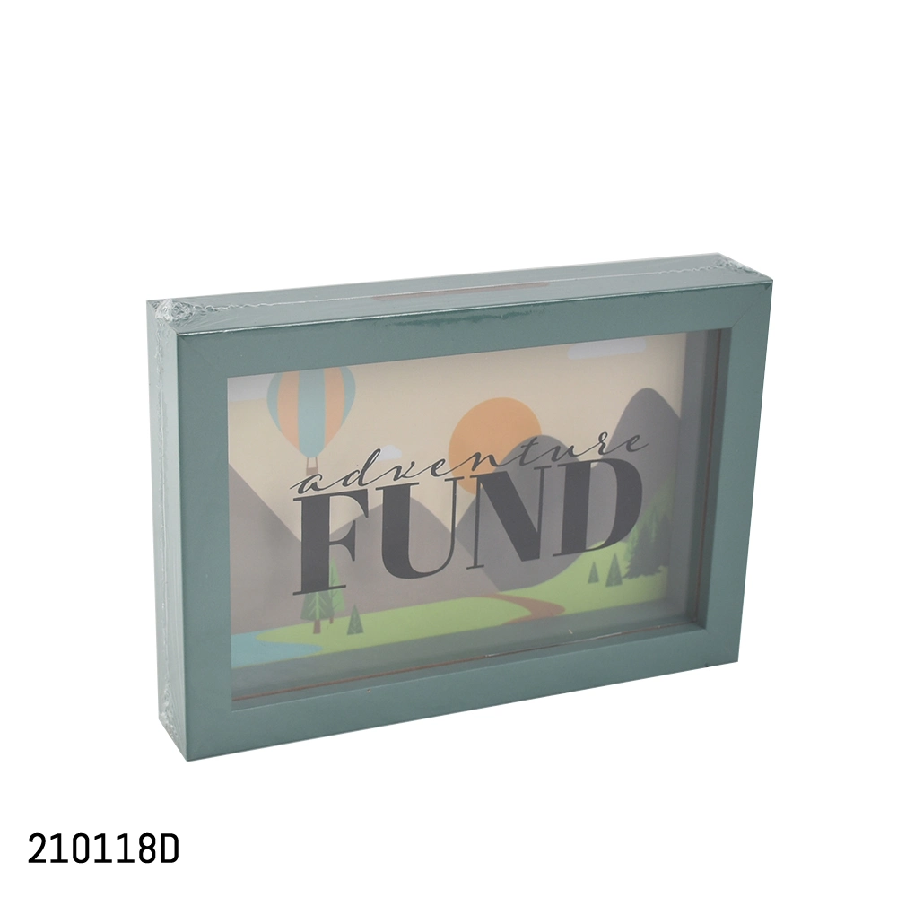 Boîte à argent en bois rectangulaire avec cadre photo en boîte d'ombre en gros pour enfants.